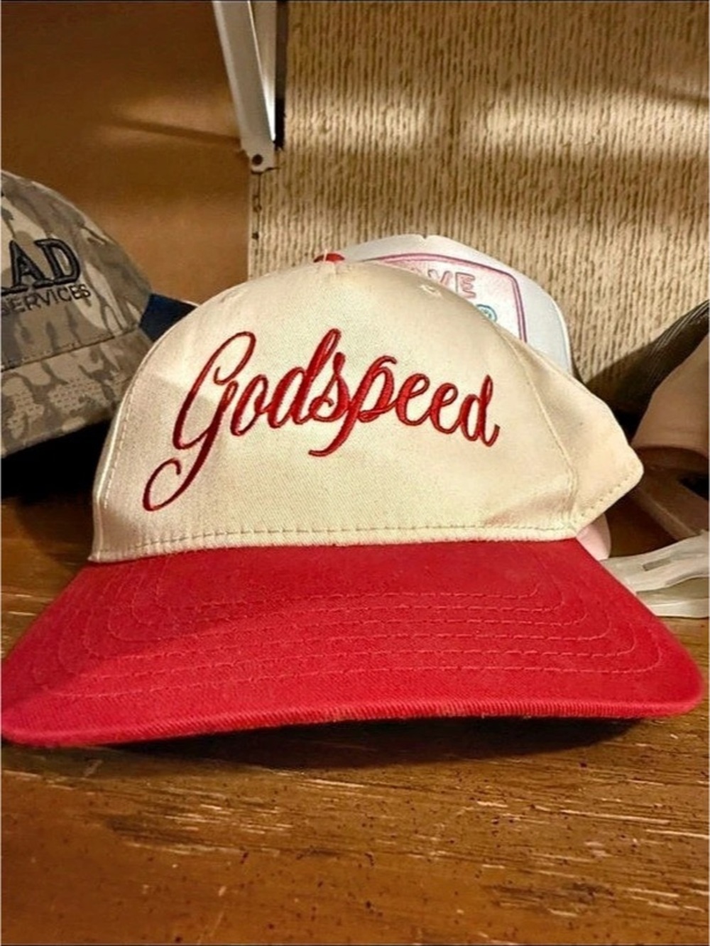 Godspeed Forever Trucker Hat Red & White